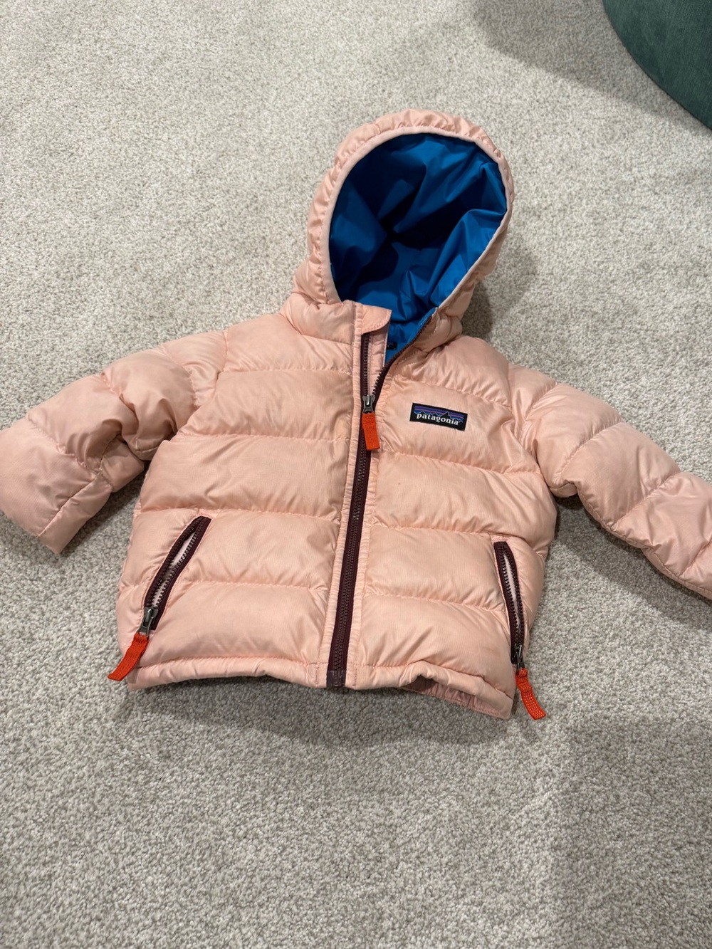Patagonia Light Pink Puffer Jacket with Blue Lining